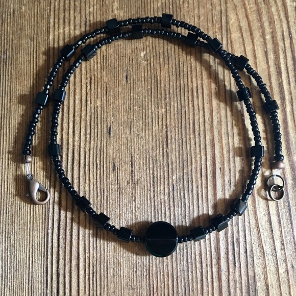 Ladies Black Beaded Necklace,  Handmade Ladies Necklace,  Black Ladies Necklace - Picture 3 of 5